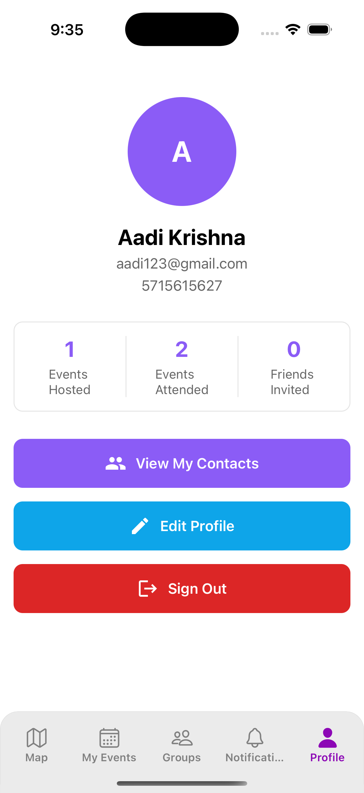 Gather App Map Screen